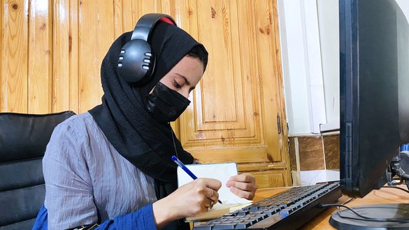 Woman developing professional skills at a computer